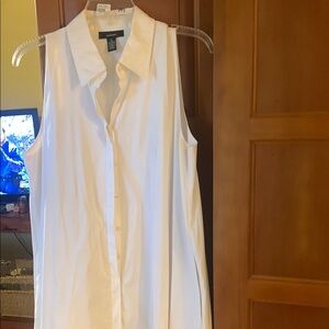 Alfani White Boxy Buttoned Tunic
